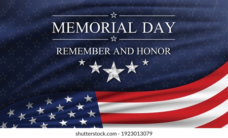 Memorial day background with national flag of United States. National holiday of the USA. Vector illustration.