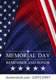 Memorial day background. National holiday of the USA. United states flag vertical poster. Vector illustration.