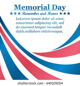Memorial Day background with ribbons of the color of the USA flag