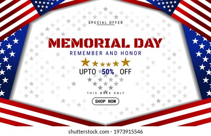 Memorial Day Background Special Offer Sale Promotion Advertising Banner Template
