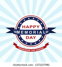 Memorial Day background with stars and stripes. Template for Memorial Day invitation, greeting card, banner and advertising. Vector illustration.