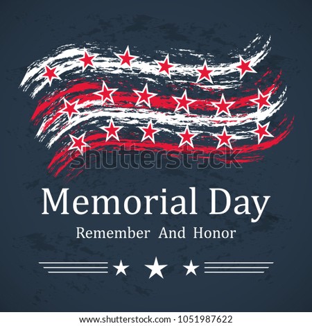 Memorial Day background with stars, stripes and lettering. Template for Memorial Day. Vector illustration.