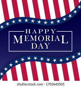 Memorial Day background. Template for Memorial Day festive design. Memorial Day greeting card with stars and stripes. Vector illustration.