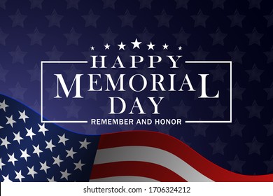 Memorial Day background. Template for Memorial Day festive design, greeting card with stars and stripes. Vector illustration.