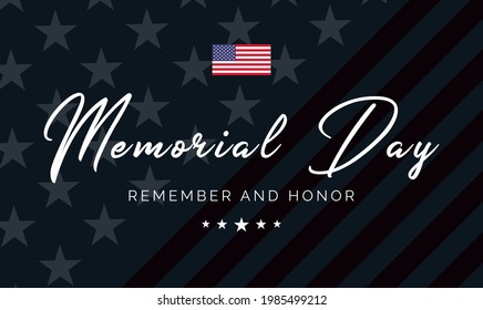 Memorial Day Background Text Design. Honoring All Who Served. Vector Illustration.