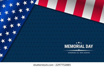 Memorial Day Background Text Design. Honoring All Who Served. Vector Illustration.