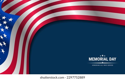 Memorial Day Background Text Design. Honoring All Who Served. Vector Illustration.