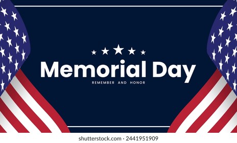 Memorial Day background with united states flag. American national holiday celebration. Vector illustration