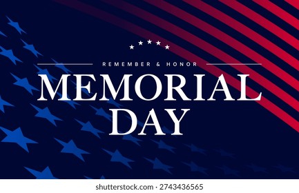 Memorial Day background, US flag pattern, Remember and Honor
