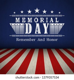 Memorial Day background with US national flag, stars and stripes. Template for Memorial Day invitation, greeting card, banner and advertising. Vector illustration.