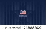 Memorial Day background with USA flag and star medal. Vector illustration.