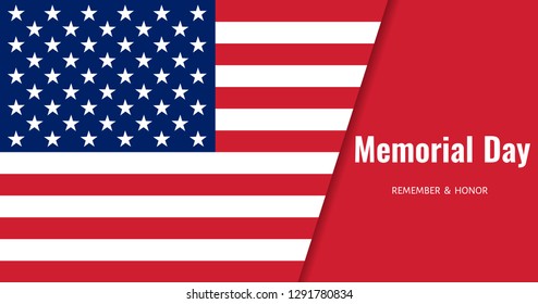 Memorial Day Background. USA Flag Banner. Vector illustration.