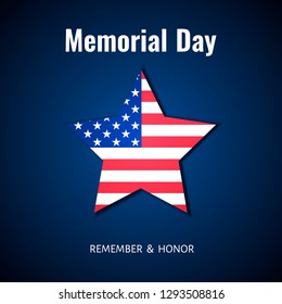 Memorial Day Background. USA Flag Banner. Star of national flag colors. Vector illustration. - Vector