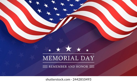 Memorial Day background with USA flag. Vector illustration.