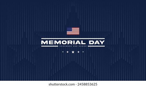 Memorial Day background with USA flag and star medal. Vector illustration.
