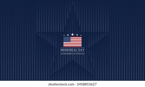 Memorial Day background with USA flag and star medal. Vector illustration.