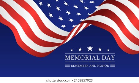 Memorial Day background with USA flag. Vector illustration.