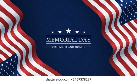 Memorial Day background with USA flag. Vector illustration.