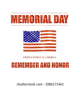 Memorial day background vector art. Remember and honor. Illustration