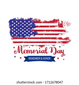 Memorial Day background vector illustration. Vector grunge american flag on white background. USA flag. Patriotic illustration