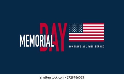 Memorial Day Background Vector Illustration. Honoring All Who Served.