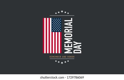 Memorial Day Background Vector Illustration. Remember and Honor. 