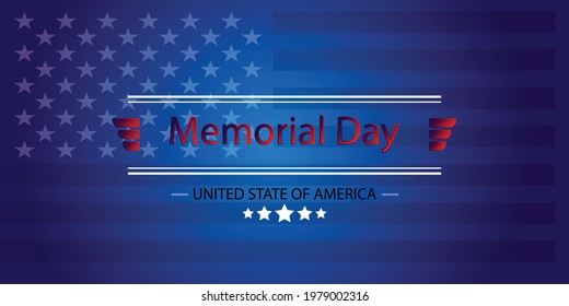 Ilustración del vector de fondo del Día conmemorativo, bandera de los Estados Unidos con texto.