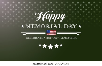 Memorial Day background vector illustration with lettering Celebrate Honor Remember