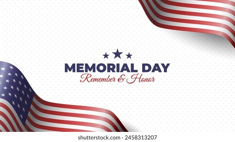 Memorial day background with waving U.S. flag. Suitable to use on U.s. National holiday of the USA