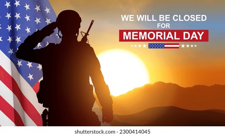 Memorial day background. We will be closed for Memorial Day. EPS10 vector