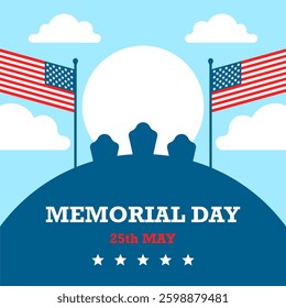 Memorial day backround illustration. 25th May memorial day illustration