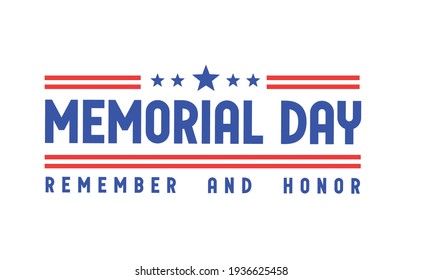 Memorial day badge design. United states veteran national holiday. Red, white and blue american flag colors.