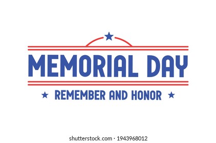 Memorial day badge design. United states veteran national holiday. Red, white and blue american flag colors.
