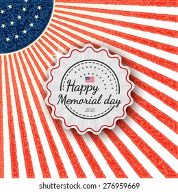 Memorial day, badges logos and labels for any use, against the backdrop the American flag
