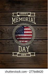 Memorial day, badges logos and labels for any use,  on wooden background texture