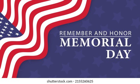 Memorial Day banner. American flag wave. Vector illustration