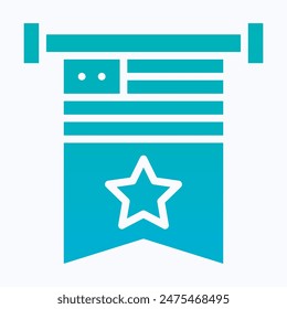 Memorial Day Banner, American Flag Banner Vector Icon. Isolated Gradient Vector Icon.