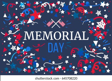 Memorial Day Banner with american flag. Vector