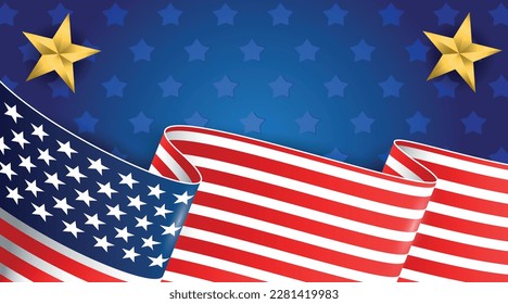 A memorial day banner with american flags independence day
