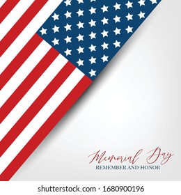 Memorial Day banner background with American flag. United States of America holiday. Vector illustration.