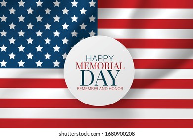 Memorial Day banner background with American flag. United States of America holiday. Vector illustration.