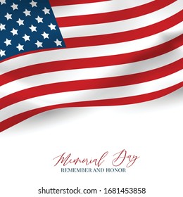 Memorial Day banner background with American flag. United States of America holiday. Vector illustration.