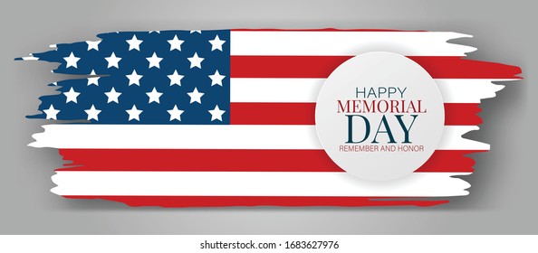 Memorial Day banner. Background with American national flag. United States of America holiday. Vector illustration.