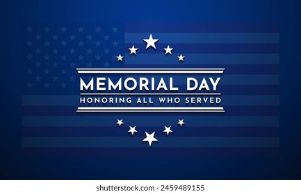 Memorial Day Banner Background Greeting Card Template with American Flag Illustration Vector