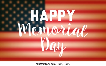Memorial day banner design with lettering and USA flag. Vector illustration