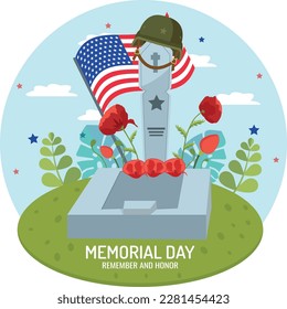 Memorial day banner flat vector illustration