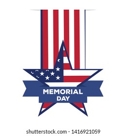 Memorial day banner with a medal and flag of United States - Vector