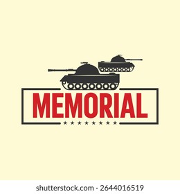 Memorial Day Banner with Military Tank and Stars