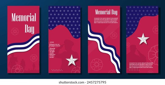 Memorial Day, banner  Poster card design. USA Memorial Day celebration concept vector illustration.