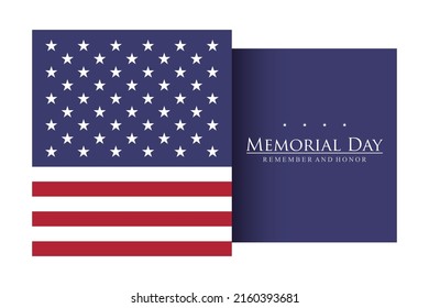 Memorial day banner and poster design. Vector illustration of American waving flag. 